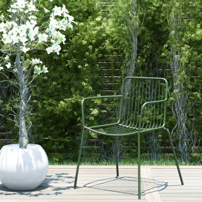 Modern Metallic Finish Dining Table Set 1/3/5 Pcs Metal Dining Set