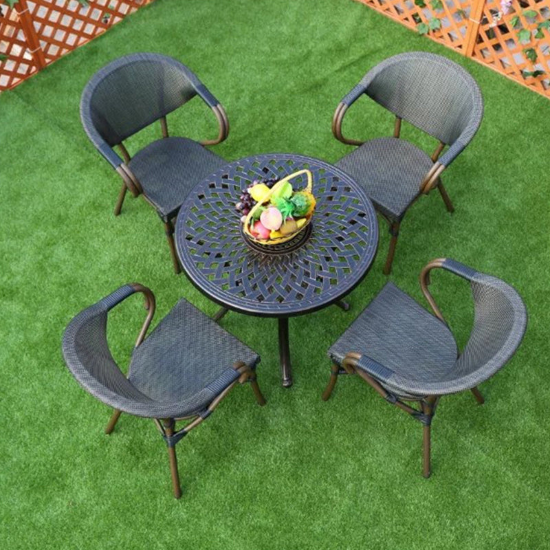 1/4/5 Pcs Rattan Dining Set Glass Top Modern Dining Table Set