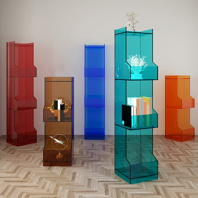 Acrylic Closed Back Bookshelf Standard Scandinavian Bookcase with Shelves