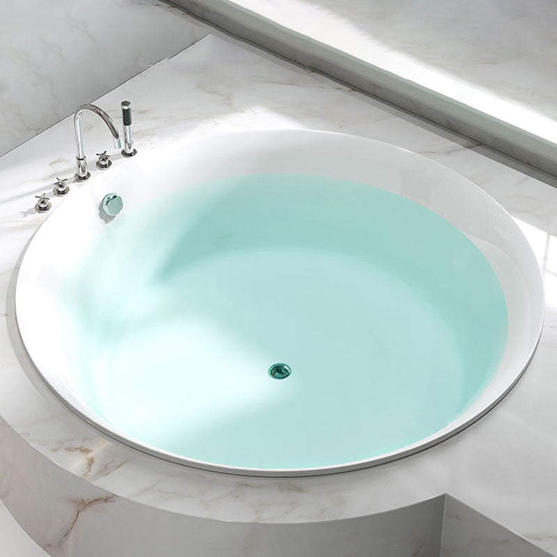 Drop-in Acrylic Round Bathtub Modern Air/ Whirlpool Bathtub in White