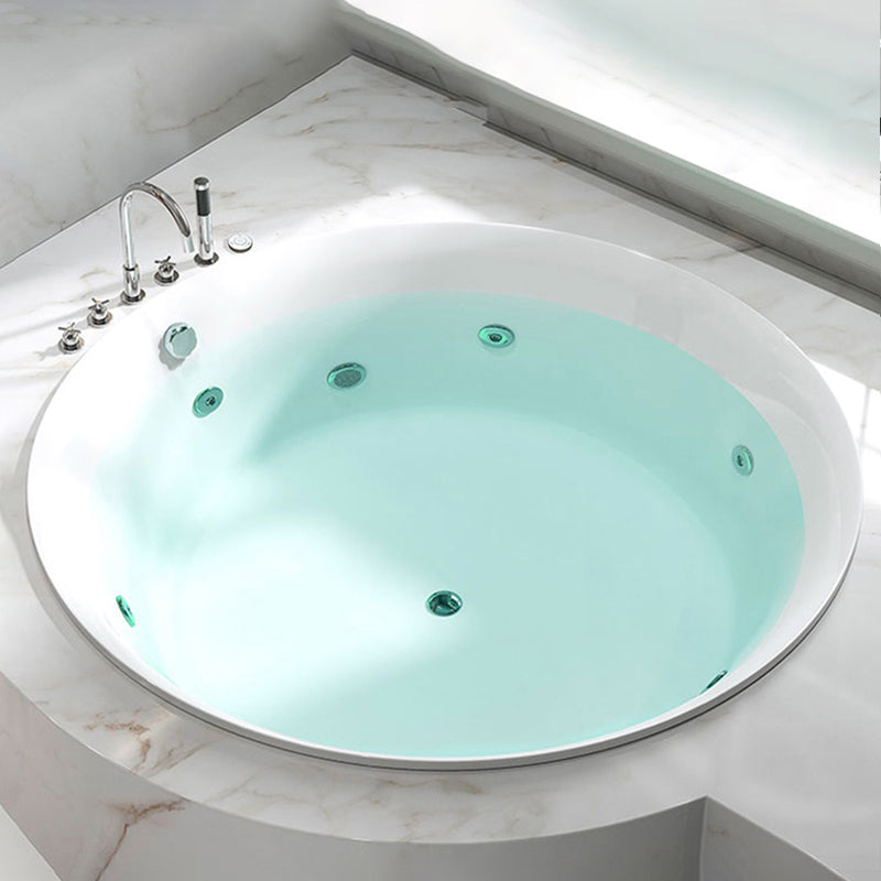 Drop-in Acrylic Round Bathtub Modern Air/ Whirlpool Bathtub in White