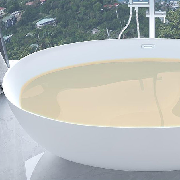Modern White Acrylic Bathtub Ellipse Freestand Soaking Bathtub with Drain Bath Tub