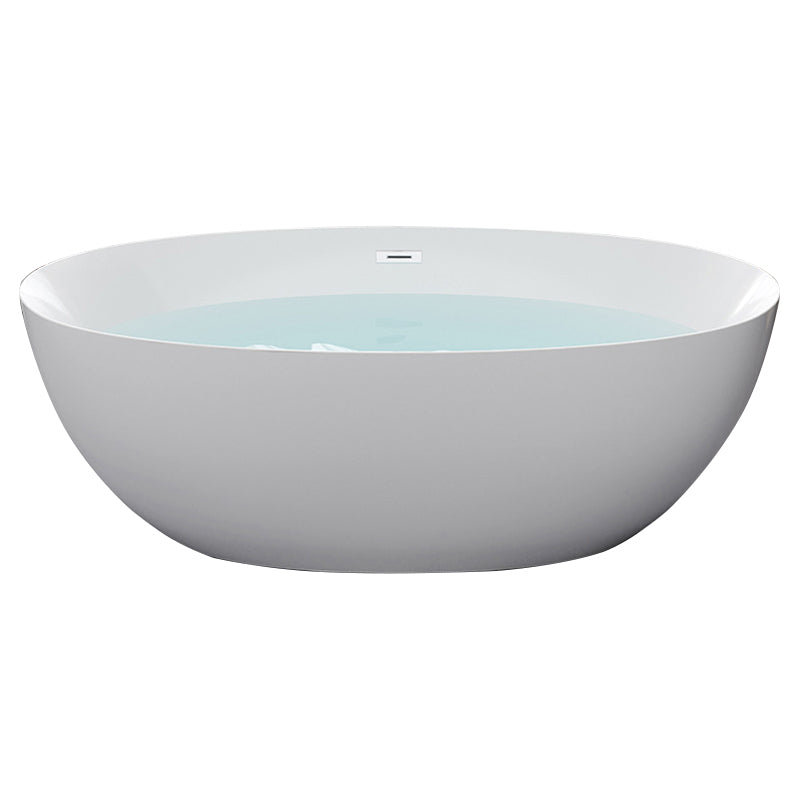 Modern White Acrylic Bathtub Ellipse Freestand Soaking Bathtub with Drain Bath Tub