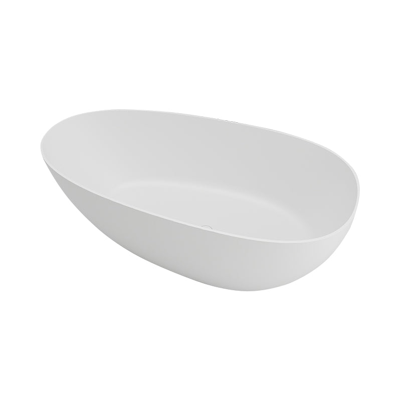 Modern White Ellipse Bathtub Freestanding Soaking Bathtub with Drain Bath Tub