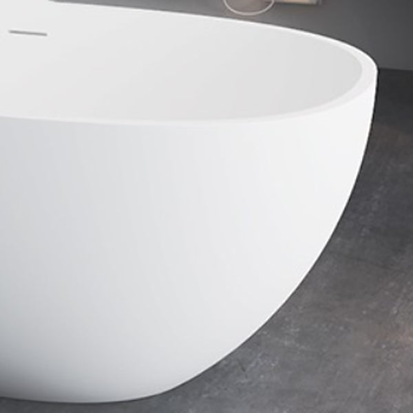 Modern White Ellipse Bathtub Freestanding Soaking Bathtub with Drain Bath Tub