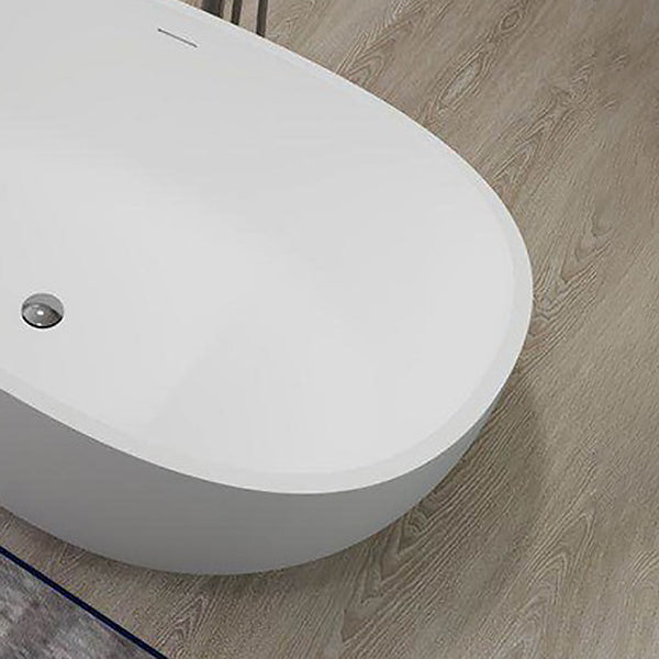 Modern White Ellipse Bathtub Freestanding Soaking Bathtub with Drain Bath Tub