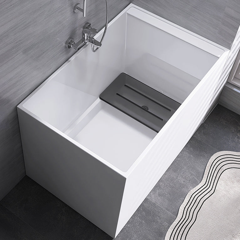 Modern Rectangle White Bathtub Acrylic Freestanding Soaking Bathtub with Drain Bath Tub