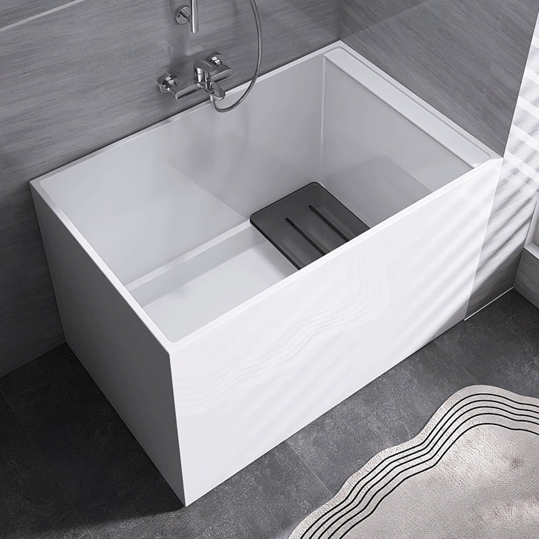 Modern Rectangle White Bathtub Acrylic Freestanding Soaking Bathtub with Drain Bath Tub
