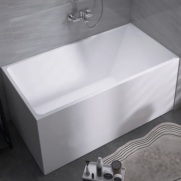 Modern Rectangle White Bathtub Acrylic Freestanding Soaking Bathtub with Drain Bath Tub