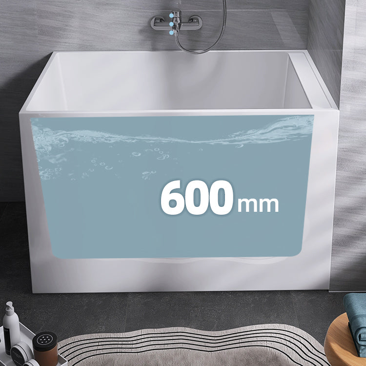 Modern Rectangle White Bathtub Acrylic Freestanding Soaking Bathtub with Drain Bath Tub