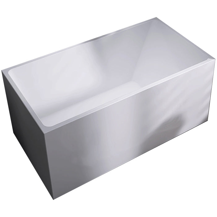 Modern Rectangle White Bathtub Acrylic Freestanding Soaking Bathtub with Drain Bath Tub
