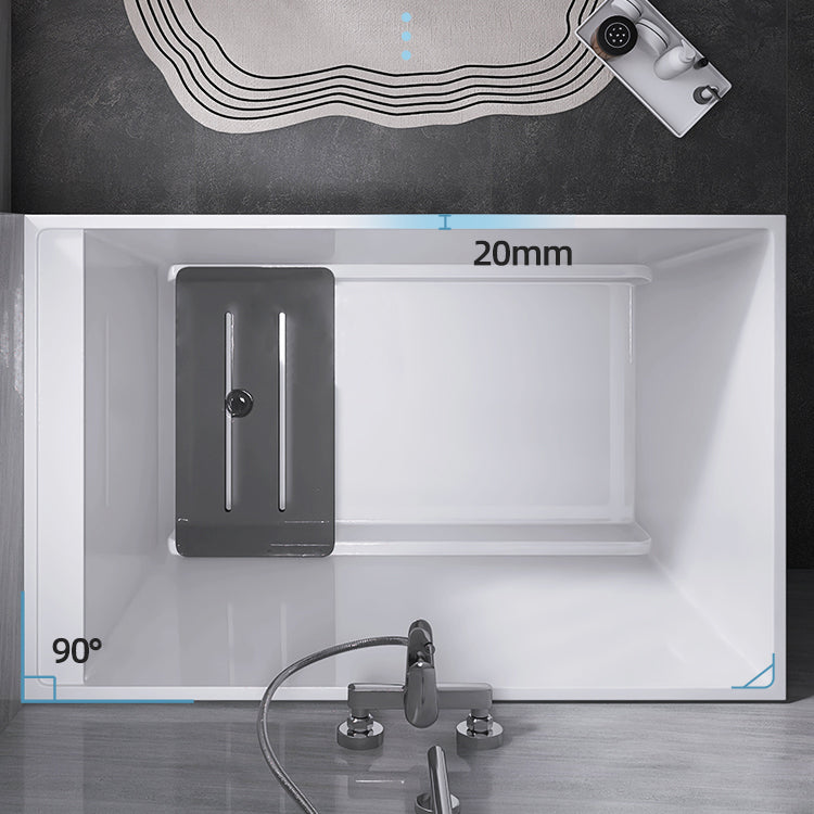 Modern Rectangle White Bathtub Acrylic Freestanding Soaking Bathtub with Drain Bath Tub