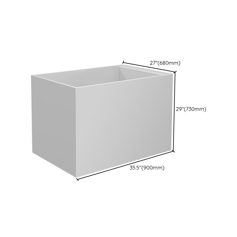 Modern Rectangle White Bathtub Acrylic Freestanding Soaking Bathtub with Drain Bath Tub
