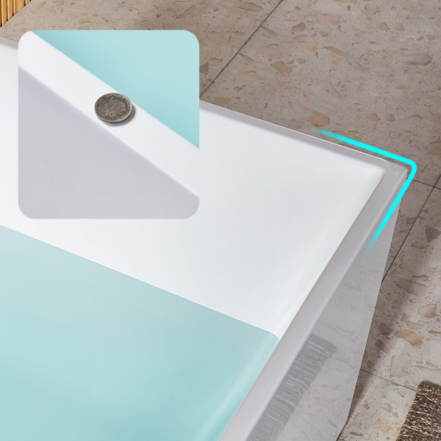 Modern Rectangle Acrylic Bathtub Freestand Soaking Bathtub with Drain Bath Tub