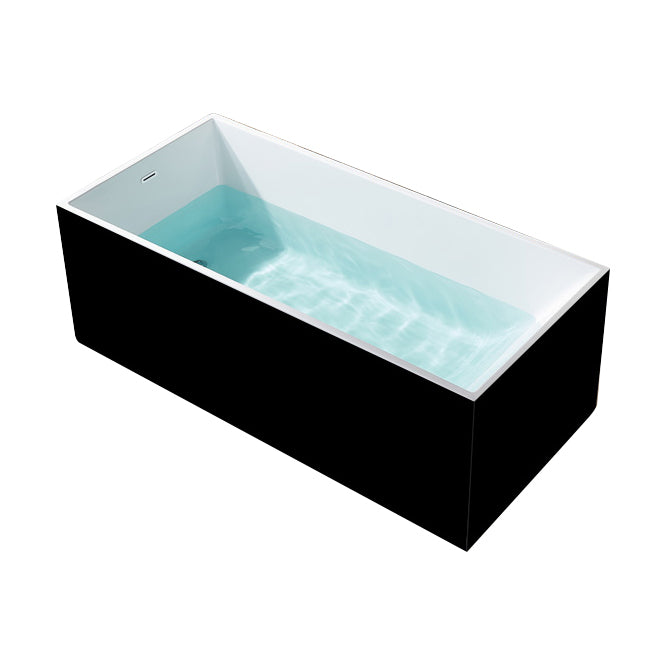 Modern Rectangle Acrylic Bathtub Freestand Soaking Bathtub with Drain Bath Tub