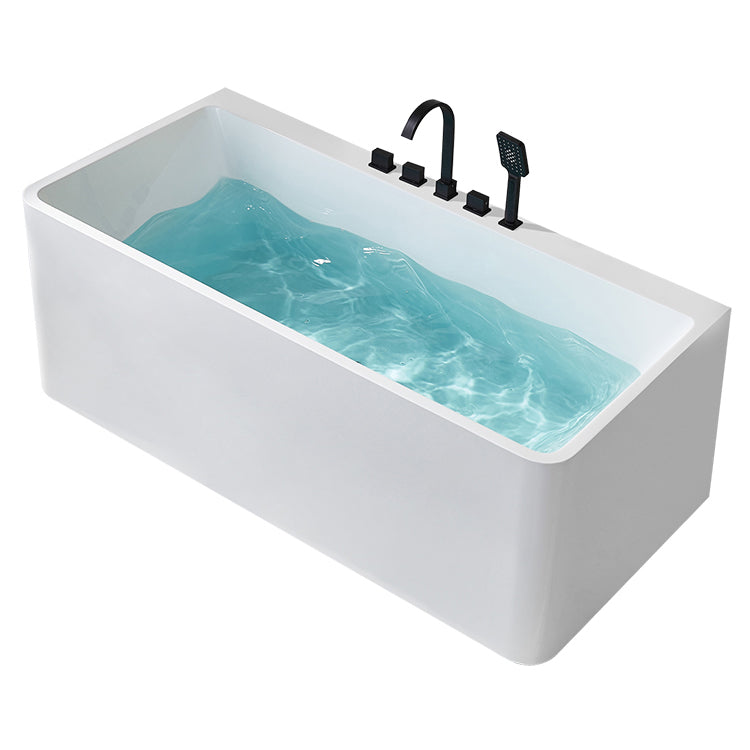 Modern Acrylic Rectangle Bathtub White Back to Wall with Drain Bath Tub