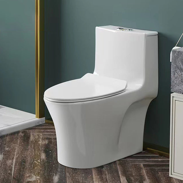 Modern 1-Piece Toilet Floor Mounted White Urine Toilet with Slow Close Seat for Bathroom