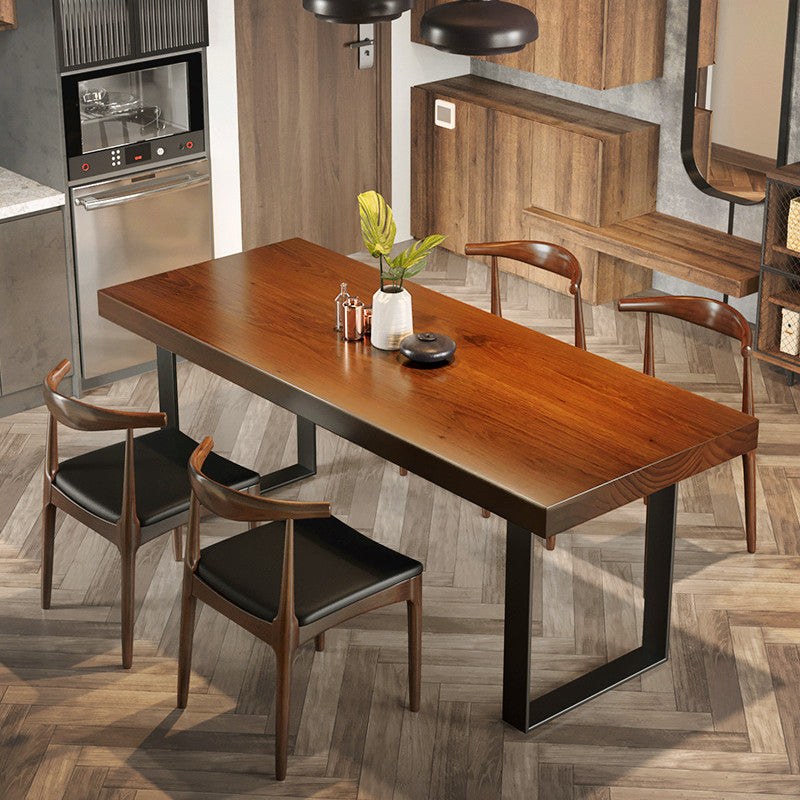 Industrial 1/4/5/7 Pieces Furniture Solid Wood Rectangle Dining Room Set in Brown