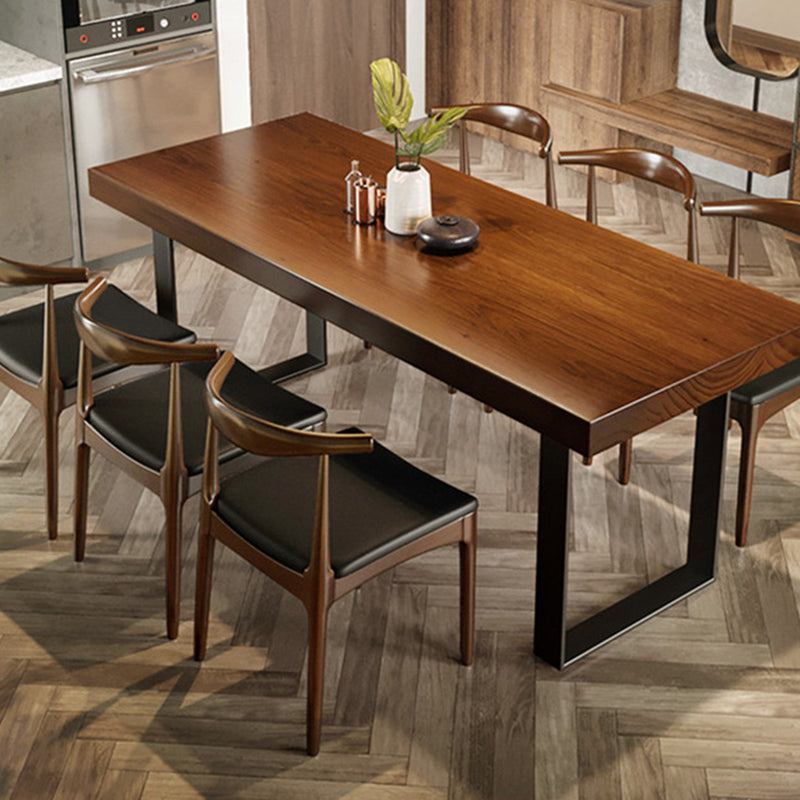 Industrial 1/4/5/7 Pieces Furniture Solid Wood Rectangle Dining Room Set in Brown