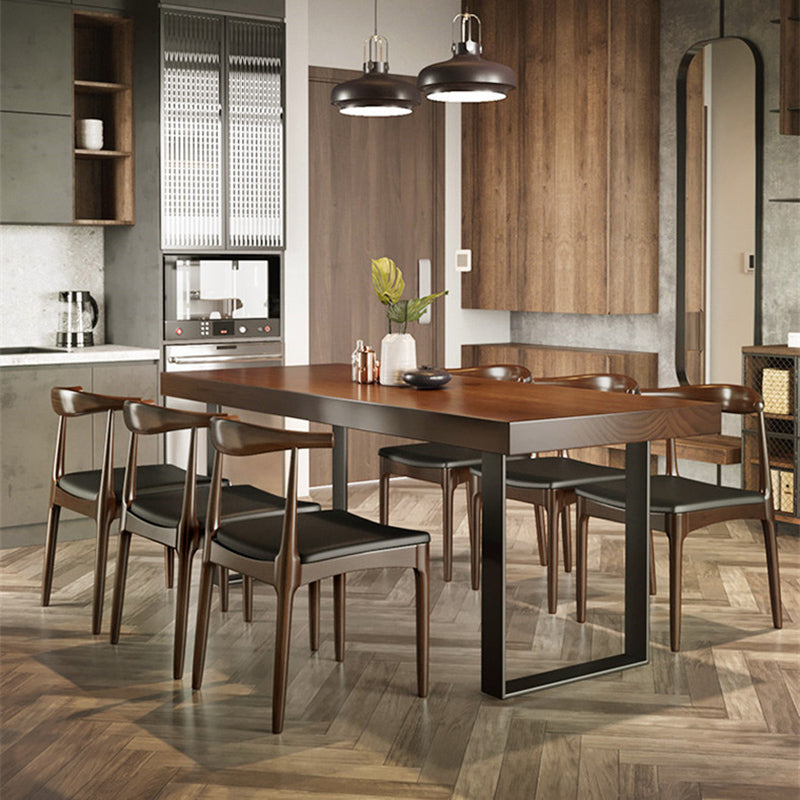 Industrial 1/4/5/7 Pieces Furniture Solid Wood Rectangle Dining Room Set in Brown