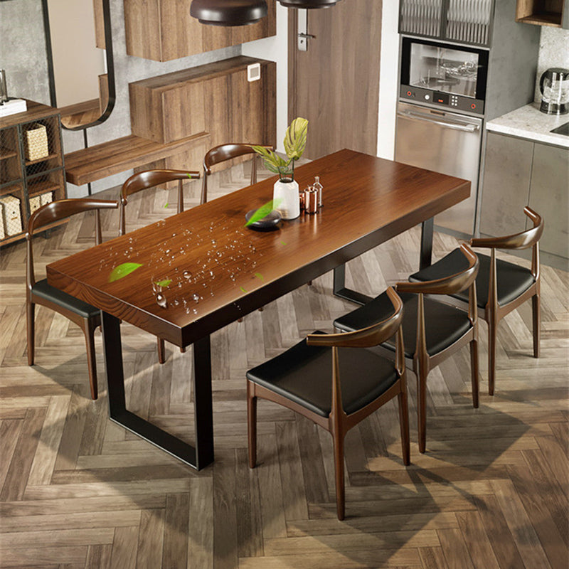 Industrial 1/4/5/7 Pieces Furniture Solid Wood Rectangle Dining Room Set in Brown