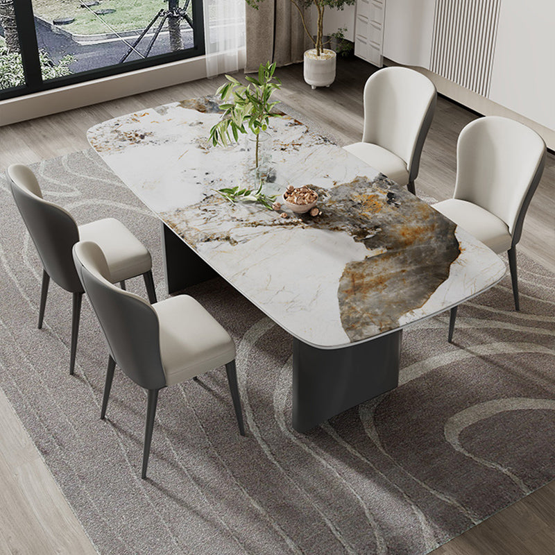Rectangular Dining Table Set 1/2/5/7 Pieces White Stone Dining Set for Kitchen