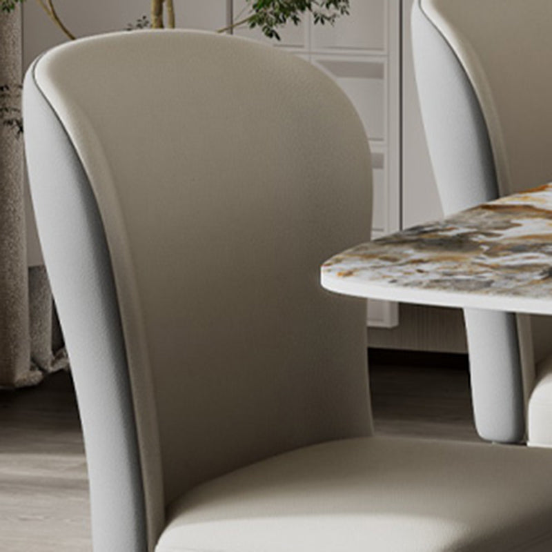 Rectangular Dining Table Set 1/2/5/7 Pieces White Stone Dining Set for Kitchen