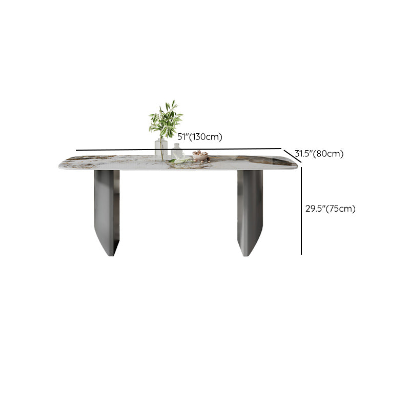 Rectangular Dining Table Set 1/2/5/7 Pieces White Stone Dining Set for Kitchen