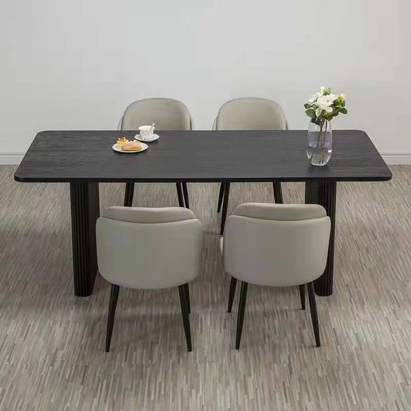 Black Wood Dining Table Set with Chairs 1/2/5 Pieces Modern Dinette Set