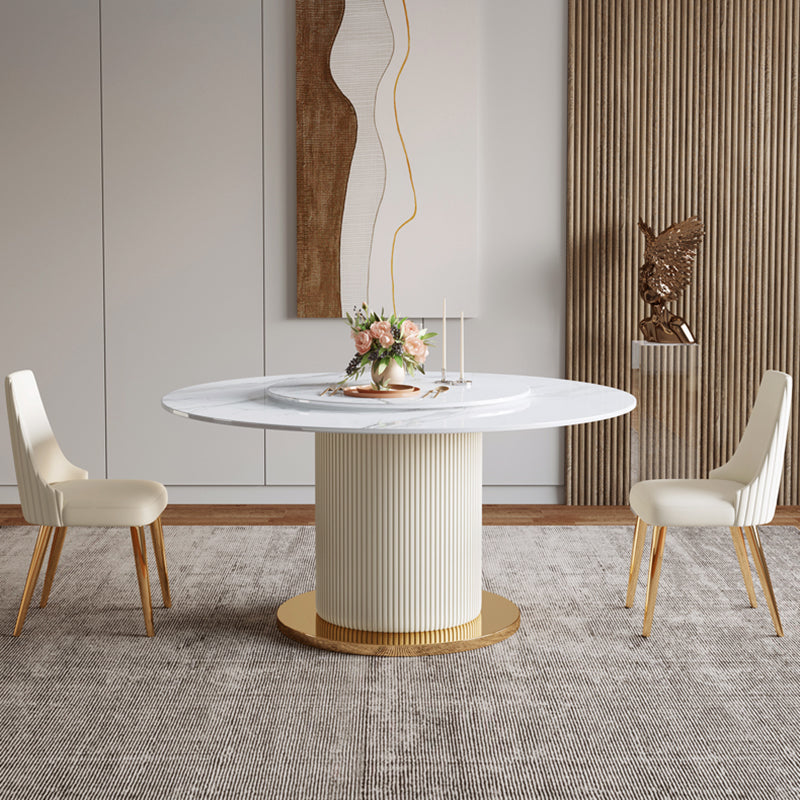 Modern Round Dining Table Solid Wood Pedestal Base Dining Table for Dining Room