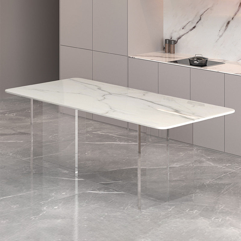 Medieval Modern Stone Dining Table Double Pedestal Base Table for Dining Room