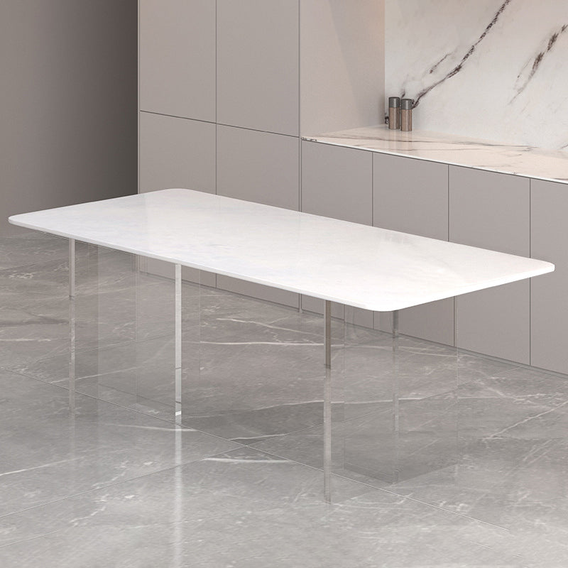Medieval Modern Stone Dining Table Double Pedestal Base Table for Dining Room