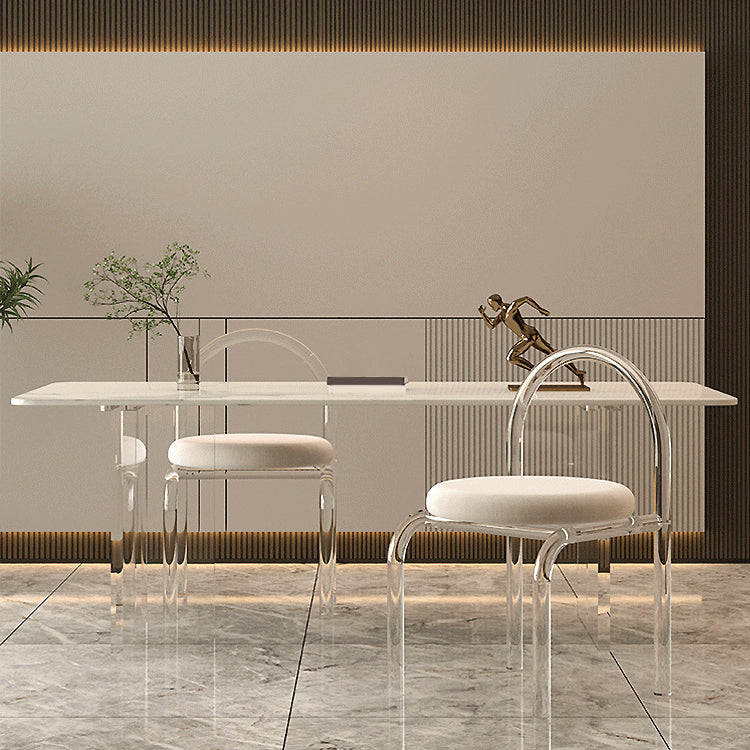 Medieval Modern Stone Dining Table Double Pedestal Base Table for Dining Room