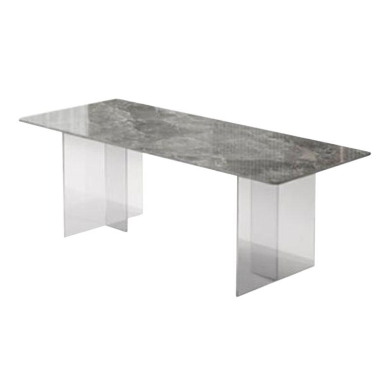 Medieval Modern Stone Dining Table Double Pedestal Base Table for Kitchen