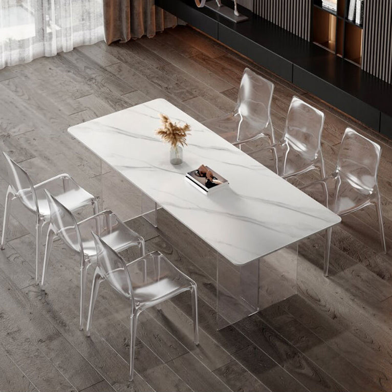 Medieval Modern Stone Dining Table Double Pedestal Base Table for Kitchen