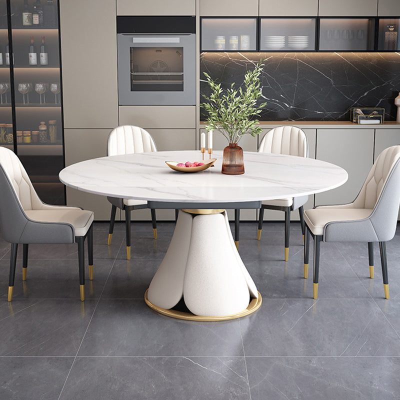 Modern Pedestal Round Dining Table Stone Table for Dining Room Kitchen