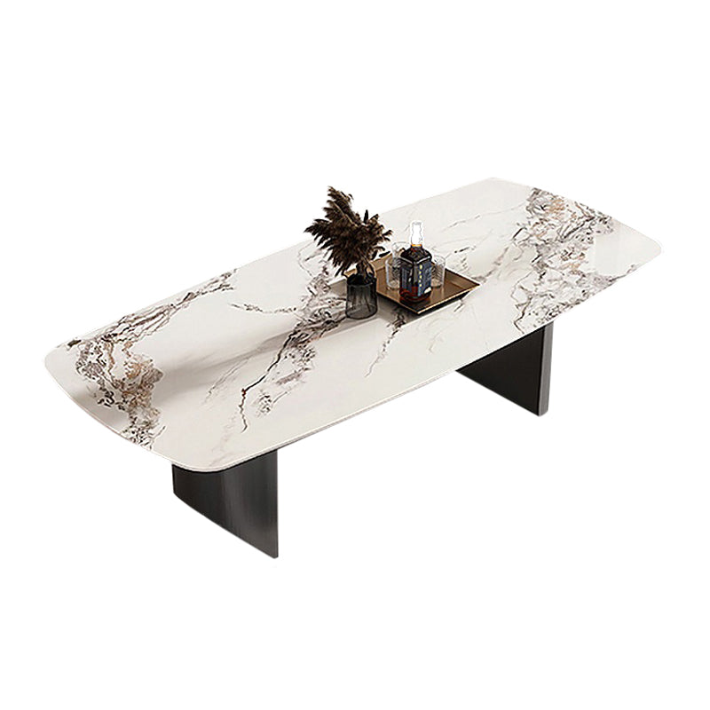 Industrial Rectangle Dining Table Sintered Stone Table with Metal Legs