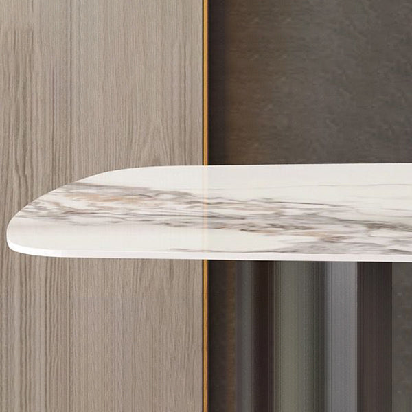 Industrial Rectangle Dining Table Sintered Stone Table with Metal Legs