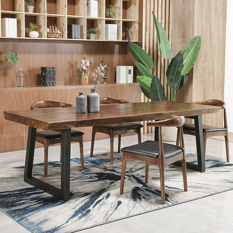 Industrial Style Rectangle Dining Table Wooden Table with Metal Legs for Home Use