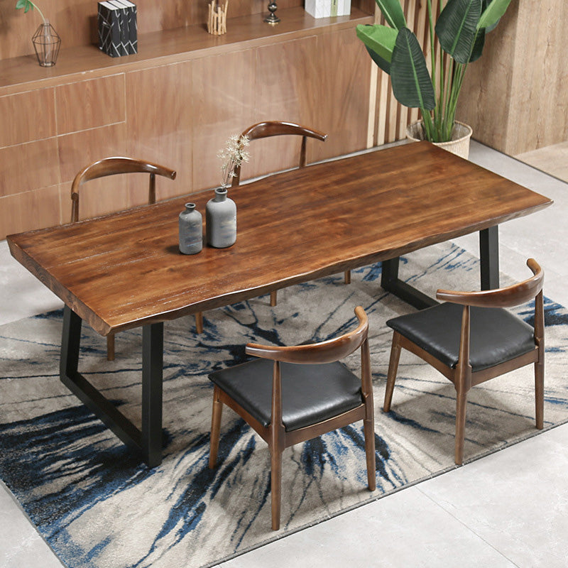 Industrial Style Rectangle Dining Table Wooden Table with Metal Legs for Home Use