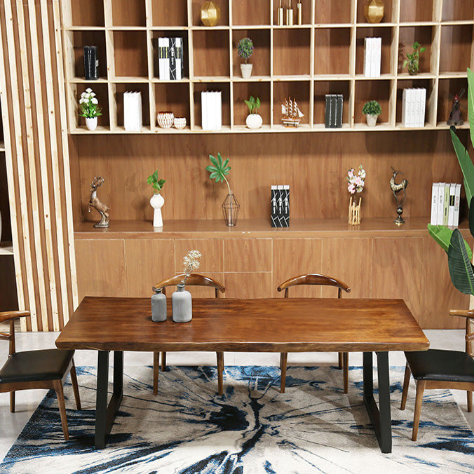 Industrial Style Rectangle Dining Table Wooden Table with Metal Legs for Home Use
