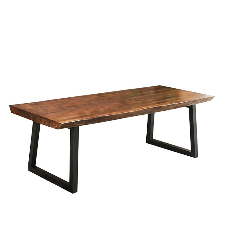 Industrial Style Rectangle Dining Table Wooden Table with Metal Legs for Home Use