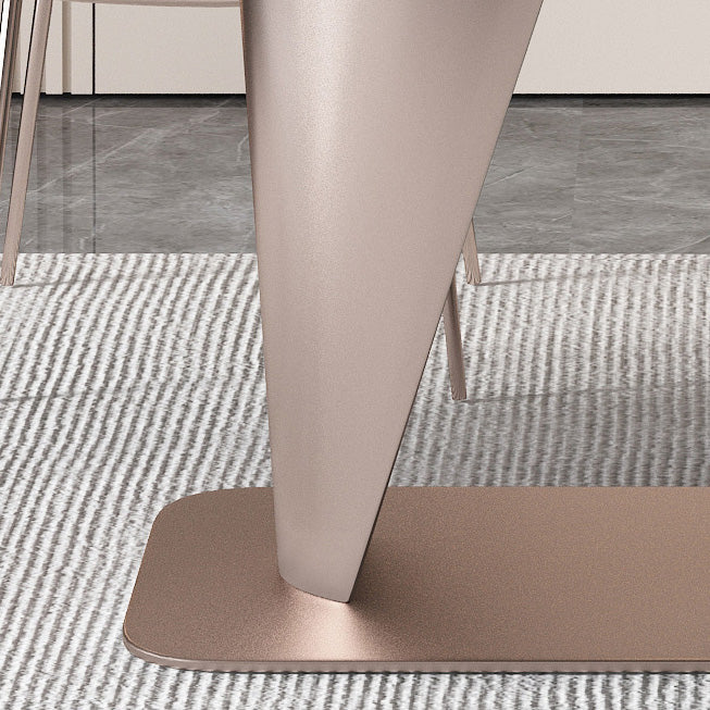 Glam Rectangle Dining Table Sintered Stone Table with Metal Base for Kitchen