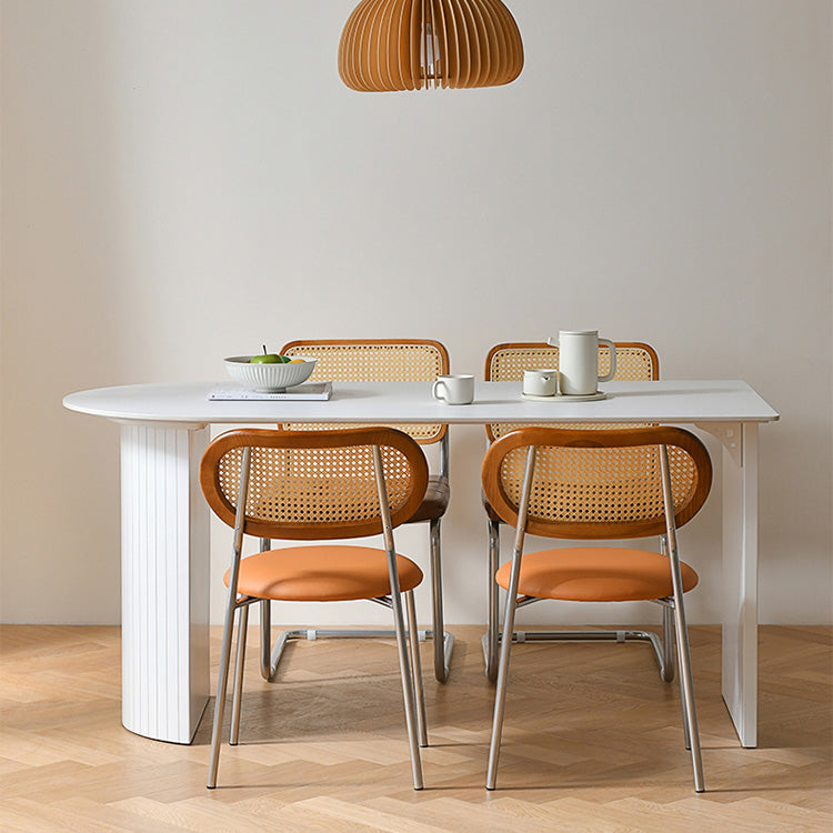 Modern Stone Dining Table Double Pedestal Table for Dining Room