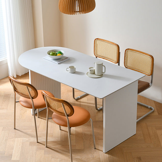 Modern Stone Dining Table Double Pedestal Table for Dining Room