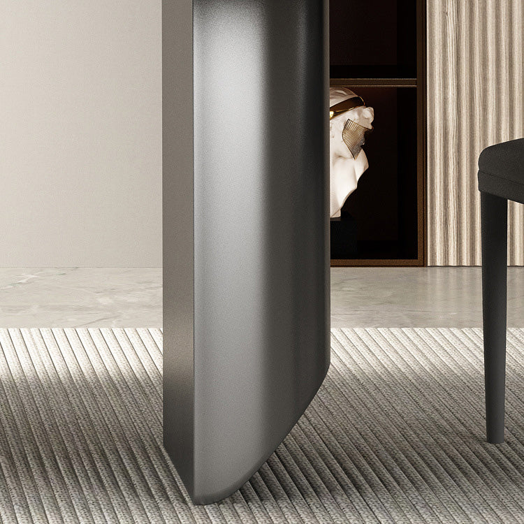 Industrial Rectangle Dining Table Sintered Stone Table with Metal Legs for Kitchen