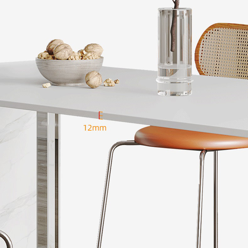 Modern Stone Rectangle Dining Table Double Pedestal Table for Dining Room