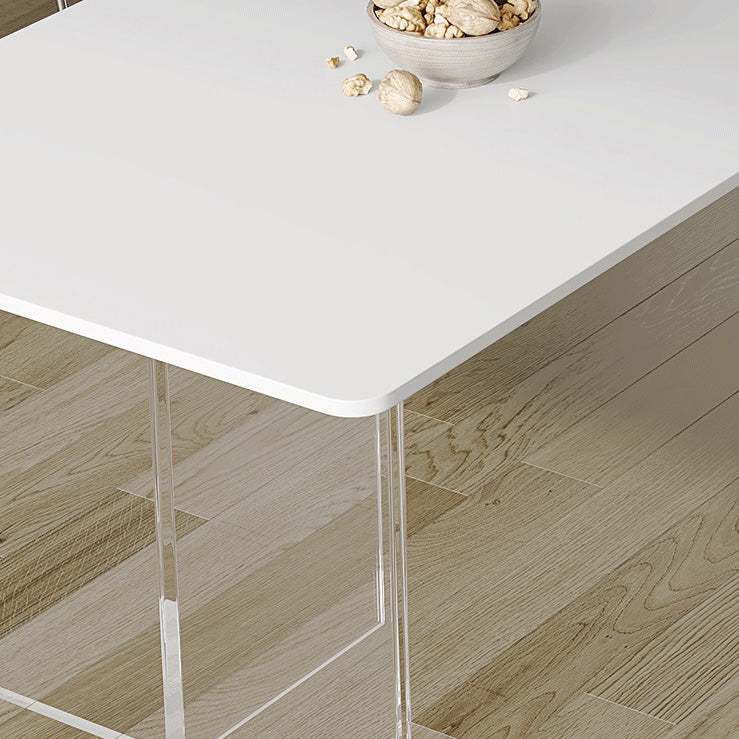 Modern Stone Rectangle Dining Table Double Pedestal Table for Dining Room