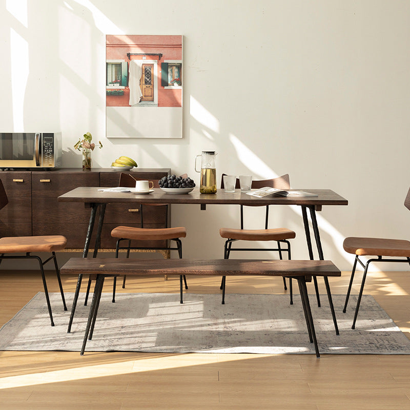Glam Style Oak Wood Dining Table 4 Legs Table for Living Room