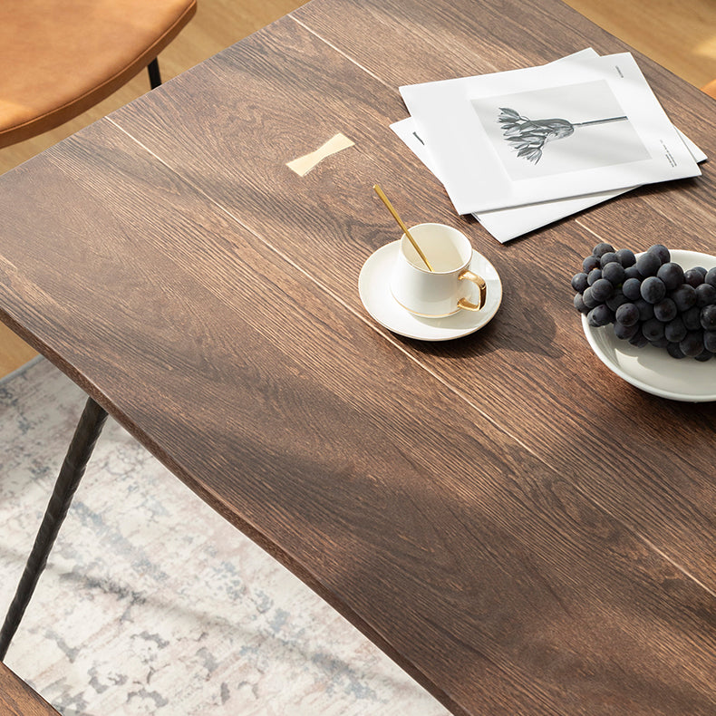 Glam Style Oak Wood Dining Table 4 Legs Table for Living Room